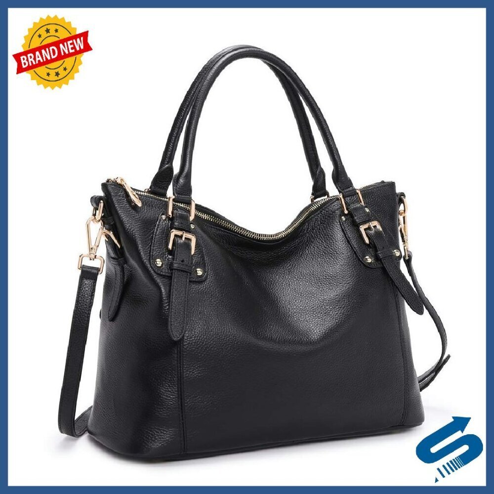 Large Leather Tote Bag with Adjustable Strap, Multiple Compartments